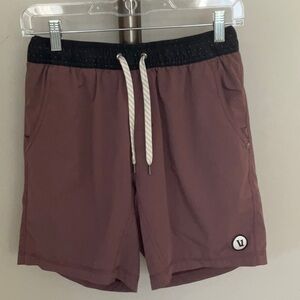 Vuori Men's Maroon Swim Board Shorts with Black Waistband